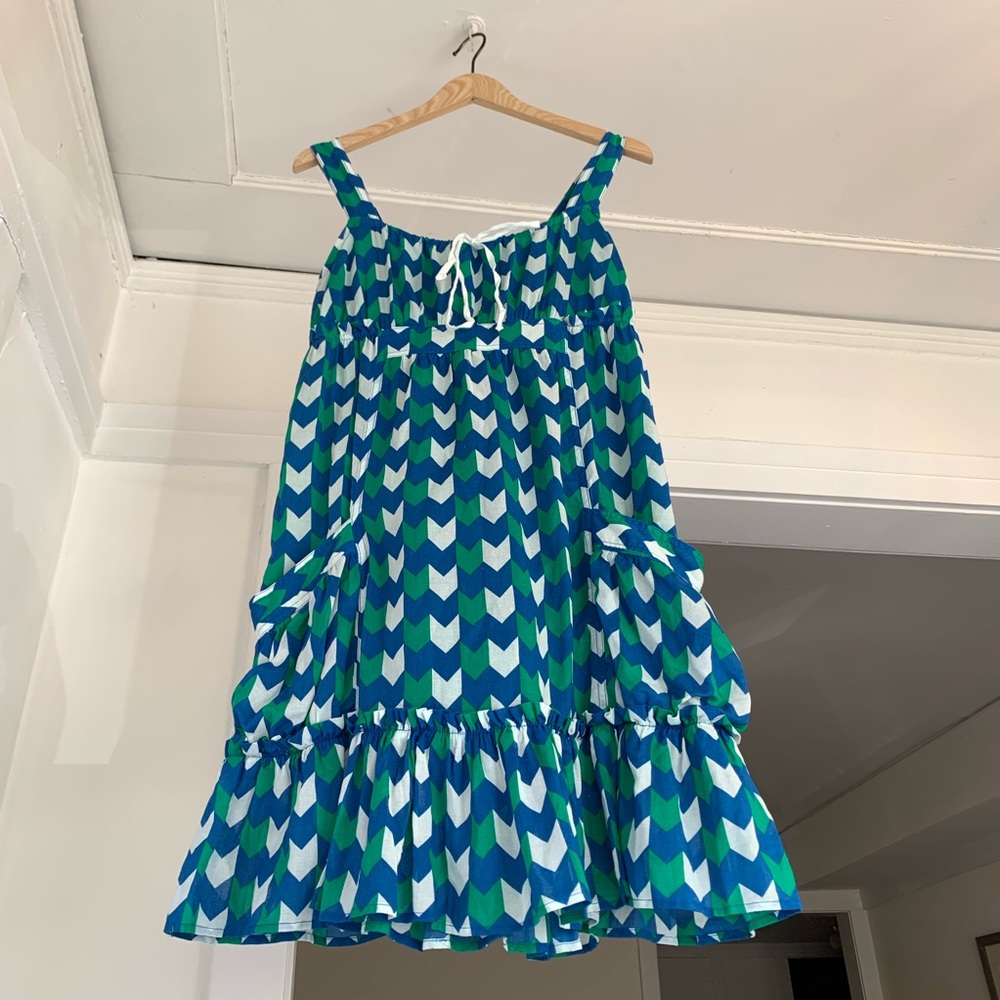 Marc By Marc Jacobs Green Blue White Pocket Dress